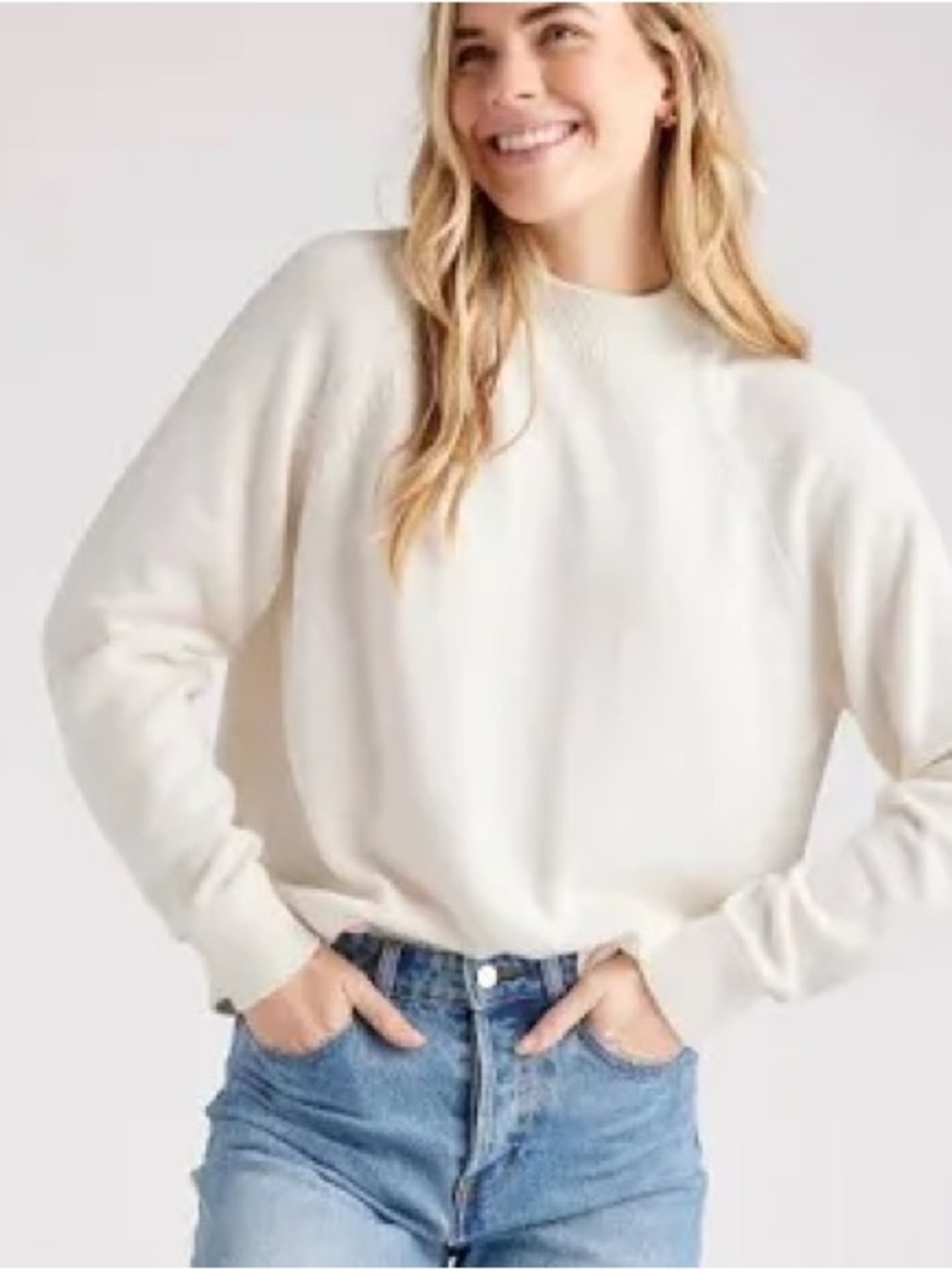 Quince 100% organic cotton mock neck sweater ivory size large